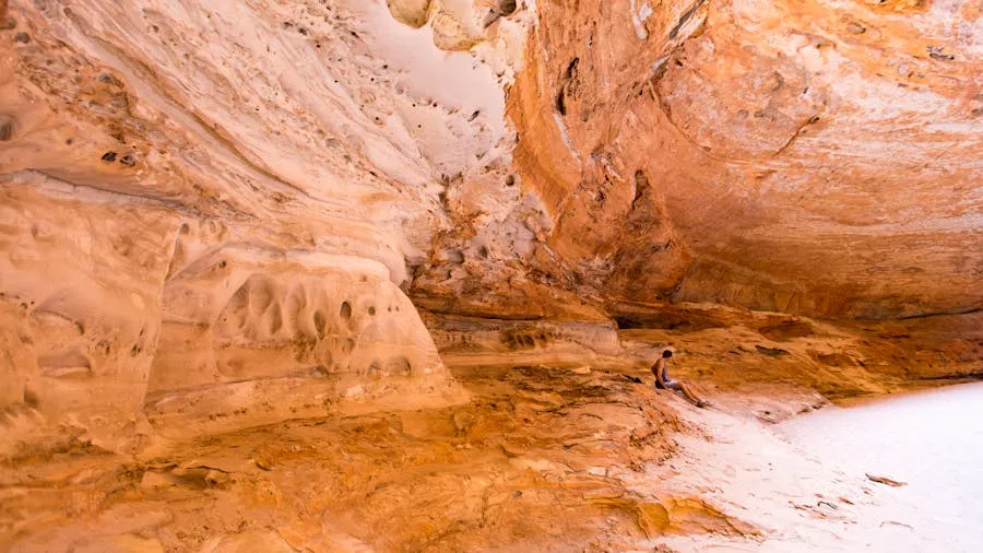 Red rock gorge with waterfall in the Kimberley region