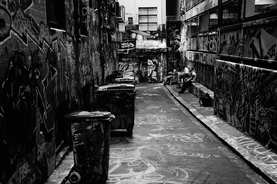 Melbourne laneway covered in colourful street art