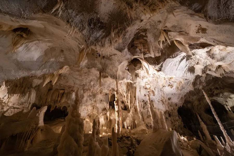 Underground tunnel with historical cave formations