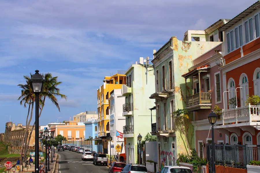 Colonial-era street in a quiet Caribbean town