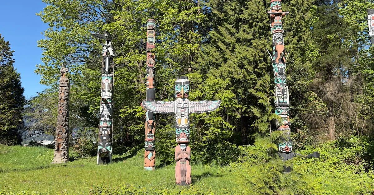 Haida Gwaii ancient totem pole in forest