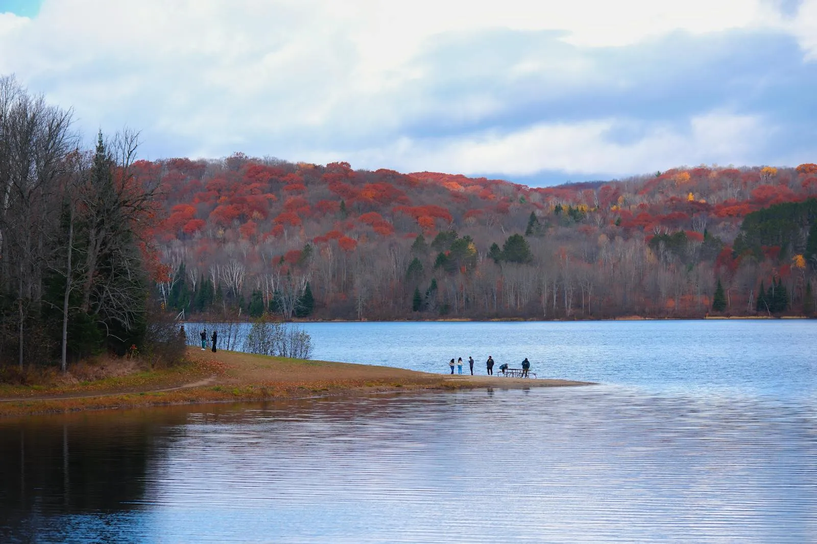 Canadian lake surrounded by autumn foliage