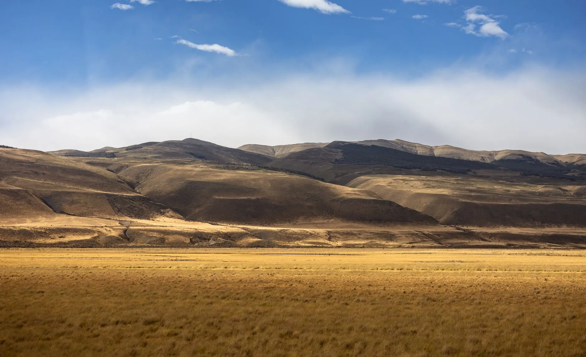 Panoramic aerial view across Chile from desert to Patagonian mountains