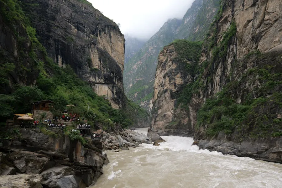 Tiger Leaping Gorge with towering mountains and the Yangtze river below