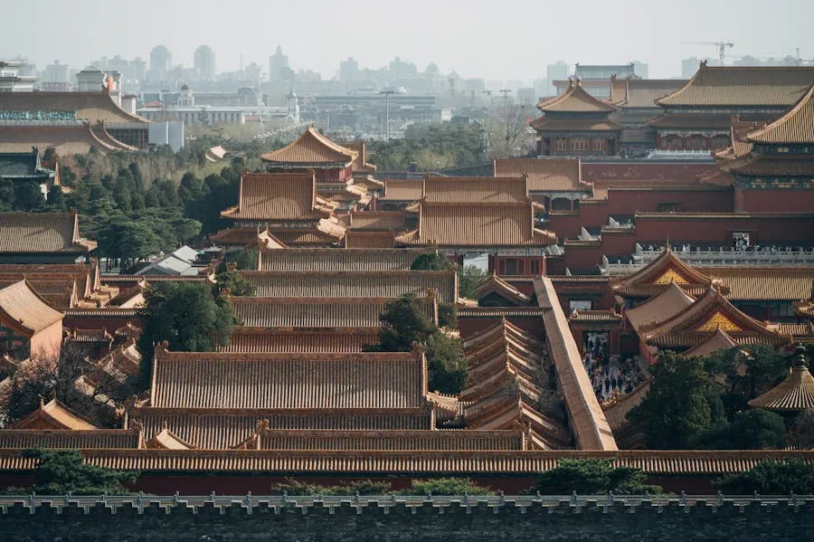 Golden rooftops of the Forbidden City stretching to the horizon
