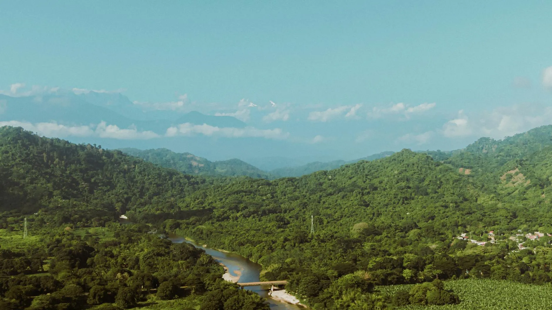 Aerial view of the diverse Colombian landscape
