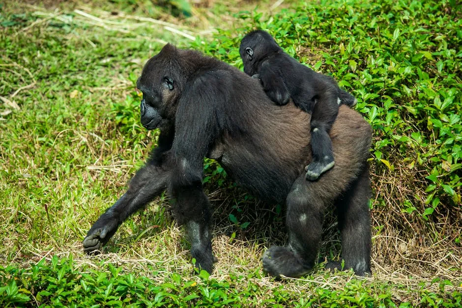 Semi-wild gorilla at Lésio-Louna reserve