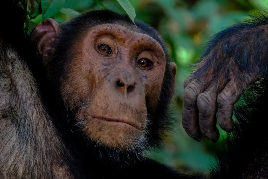 Chimpanzee in forest canopy