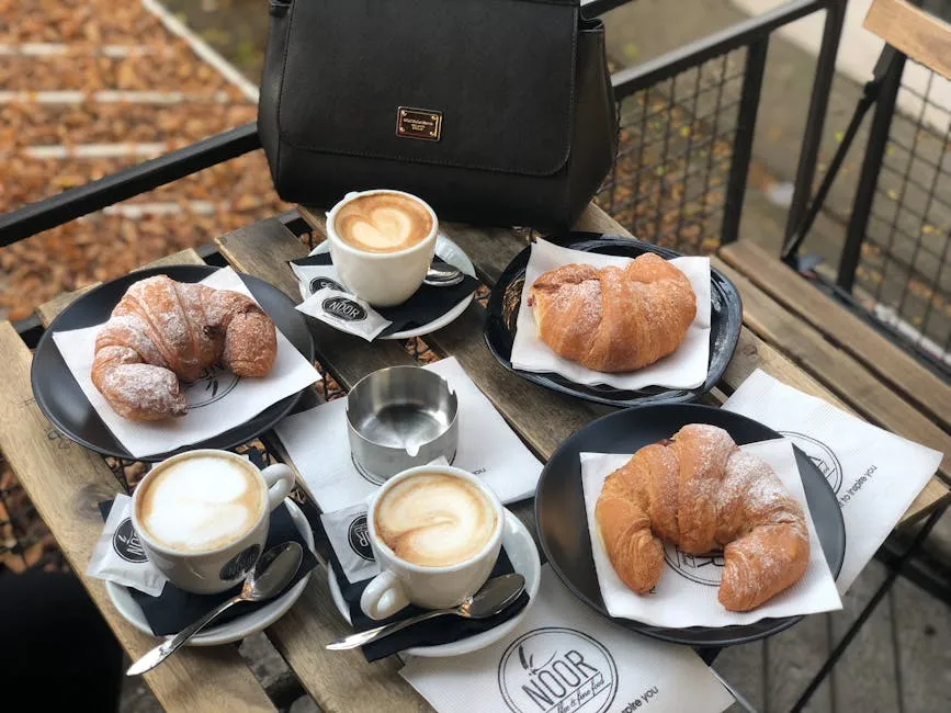 Croatian pastries and coffee served at an outdoor cafe