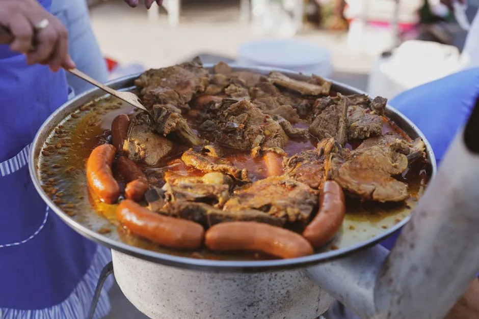 Croatian peka dish with meat and vegetables under a bell-shaped lid