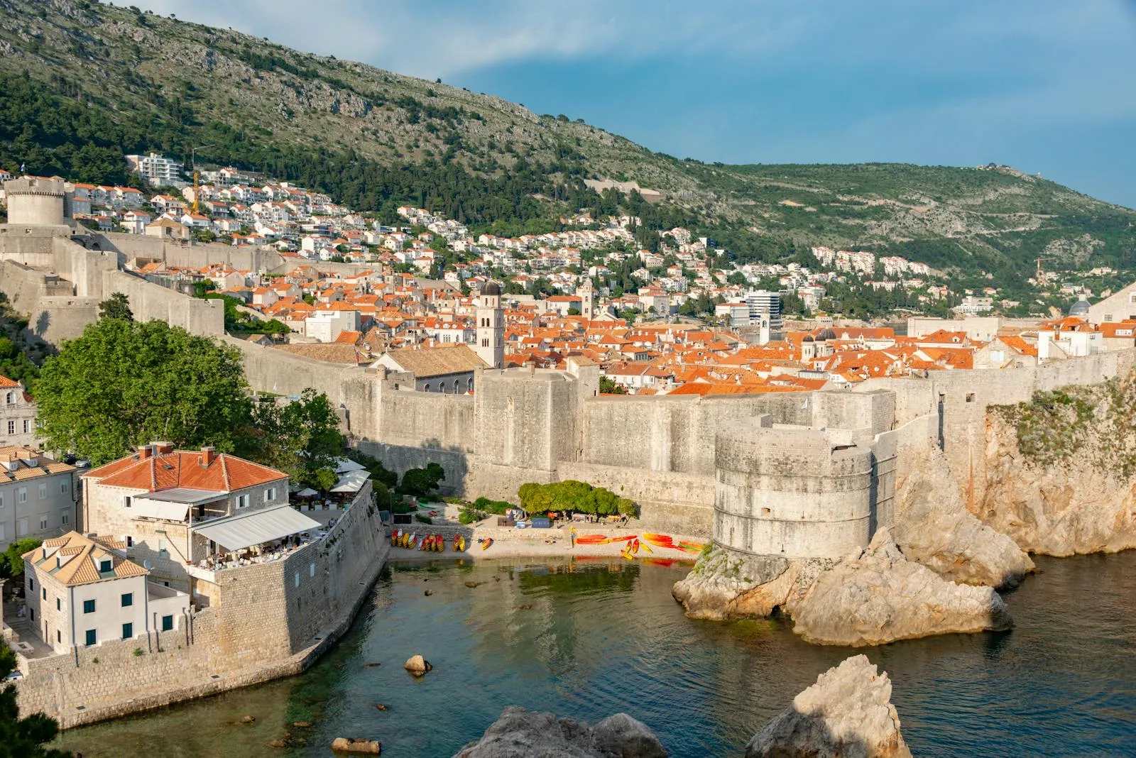Panoramic view of Dubrovnik old town and Adriatic coastline