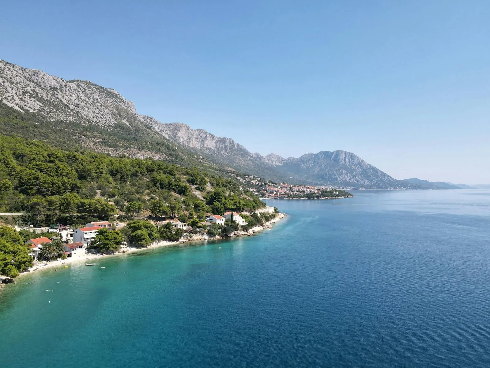 Aerial view of Croatia showing diverse coastal and inland landscapes