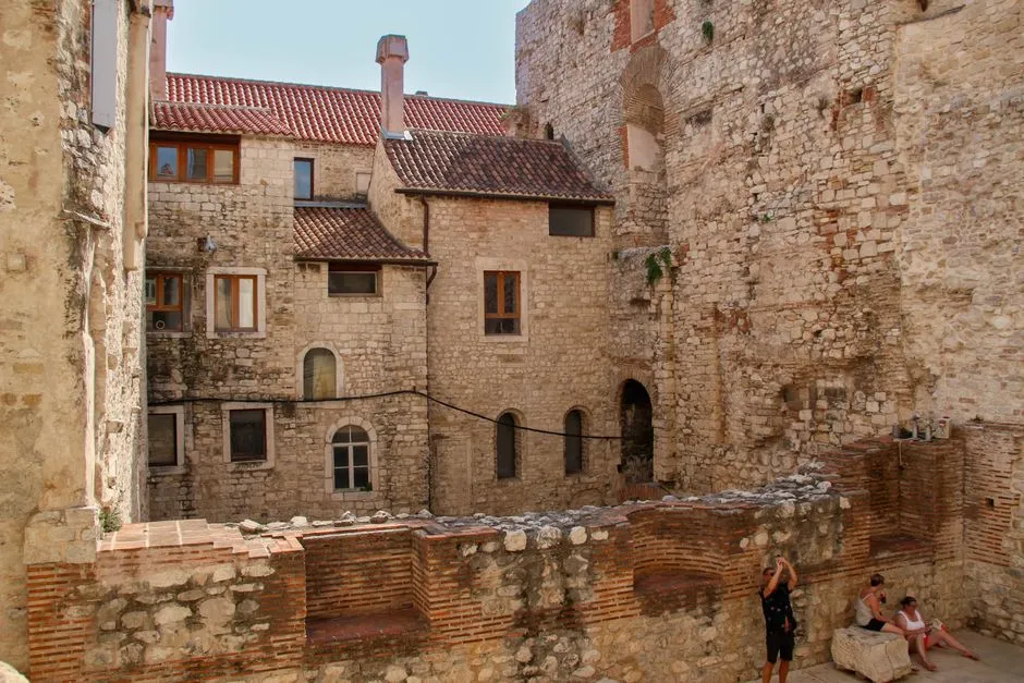 Diocletian's Palace peristyle courtyard in Split at dusk