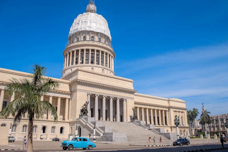 El Capitolio building in Havana with its grand dome and classical columns
