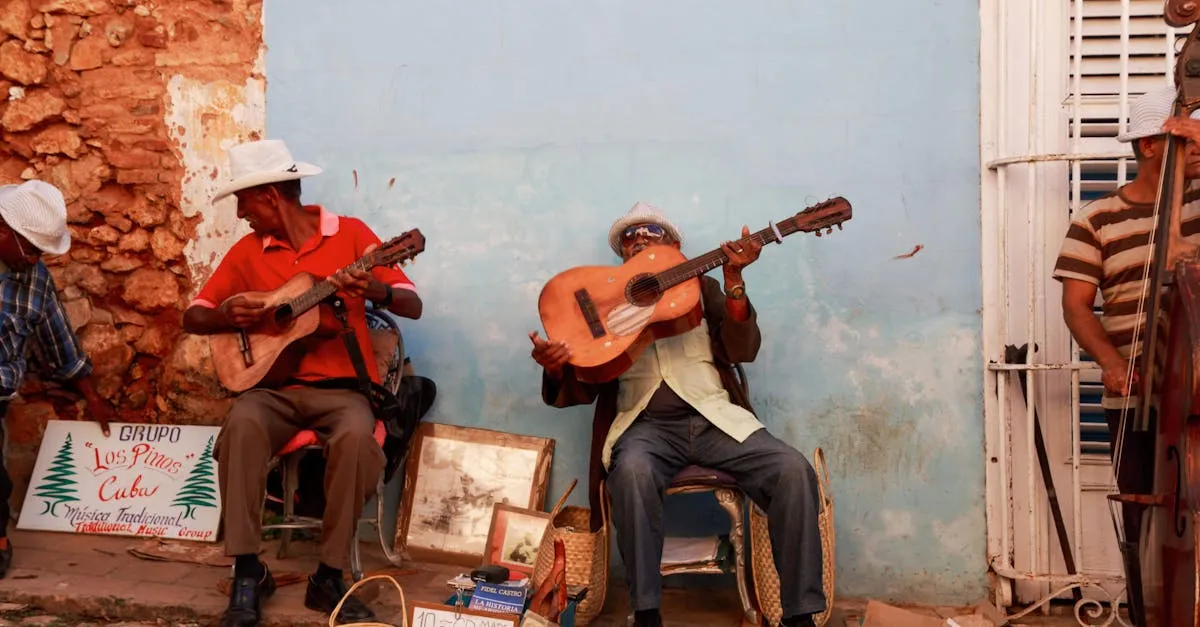 Cuban musicians playing son music in a plaza