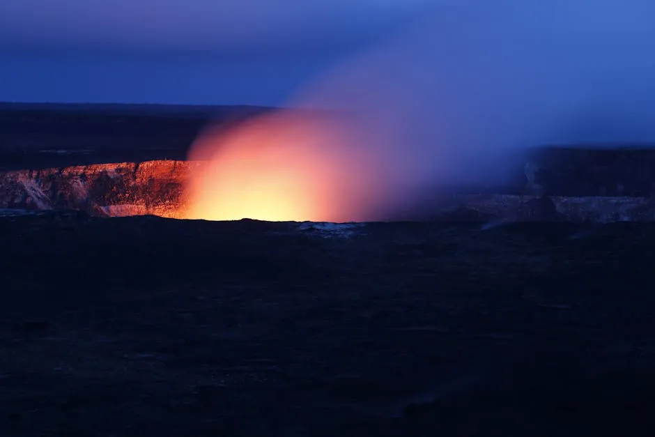 Nyiragongo volcano crater at night
