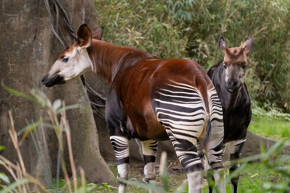 Okapi in dense forest