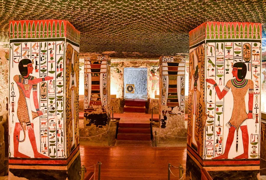 Painted tomb interior in Valley of the Kings
