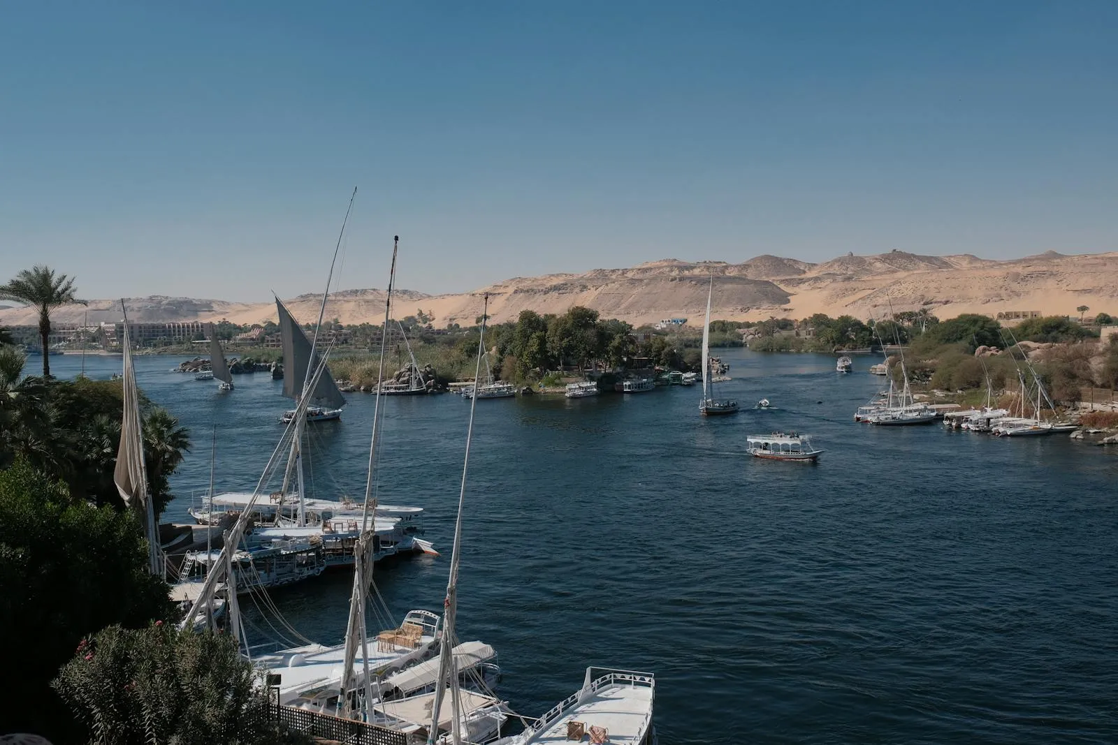Sailboats on the Nile near Aswan