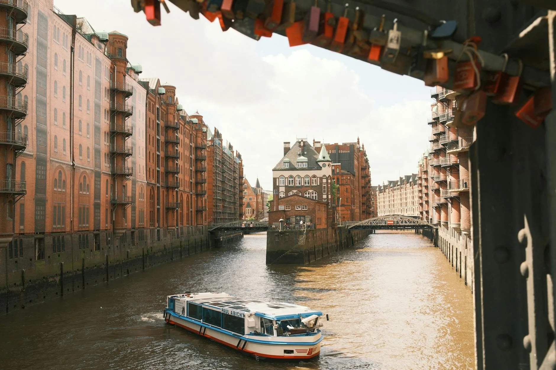 Half-timbered houses along a canal in Hamburg Speicherstadt