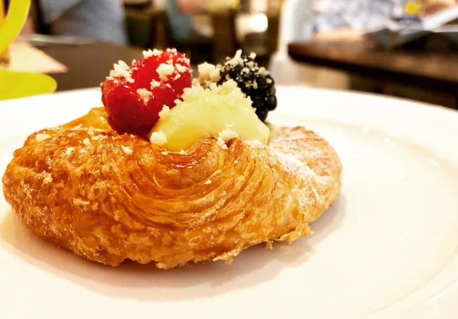 Bougatsa pastry dusted with sugar and cinnamon in Thessaloniki