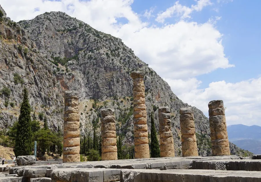 Ancient columns of the Temple of Apollo at Delphi