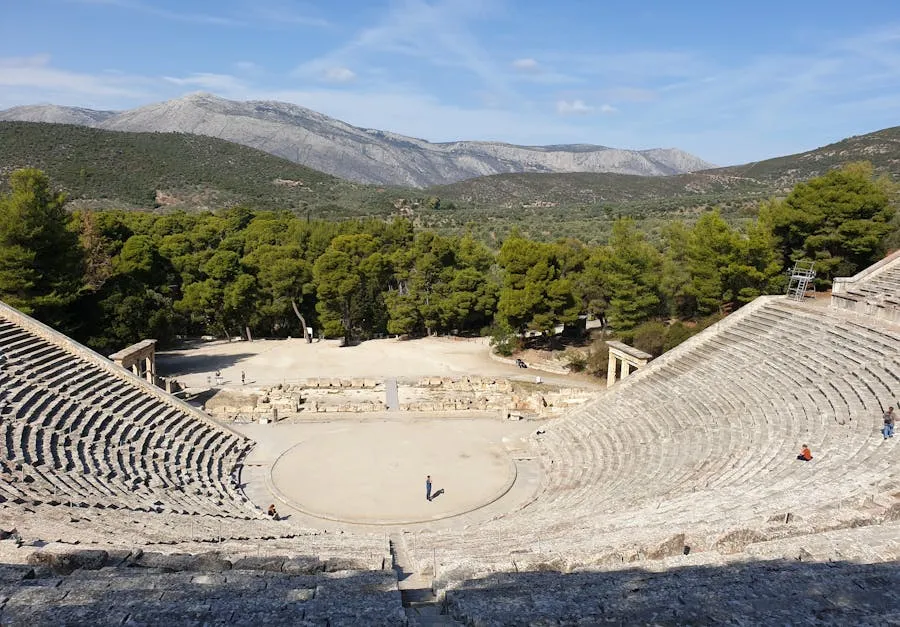 The ancient theatre of Epidaurus with its perfect semicircular seating