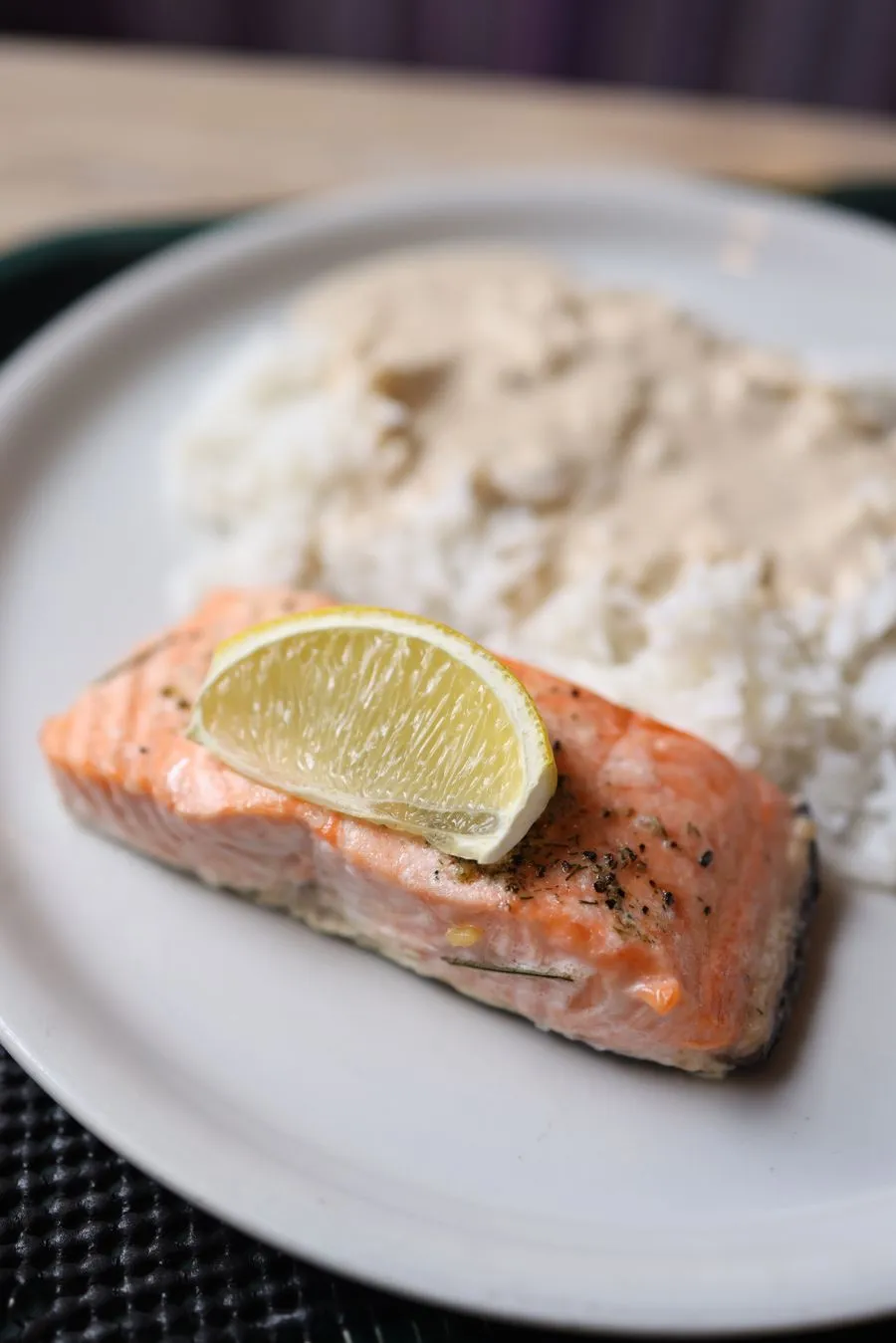 Grilled salmon served fresh on a plate