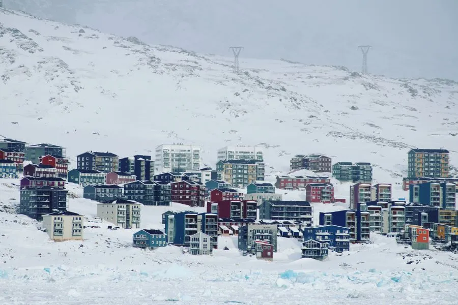 Snowy Arctic settlement in the far north of Greenland