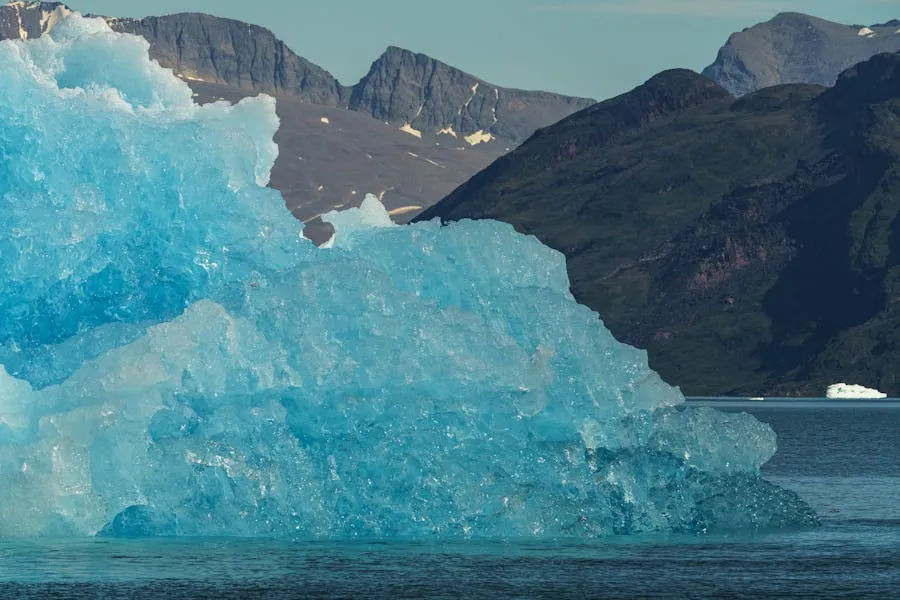 Remote settlement of Tasiilaq surrounded by mountains and ice