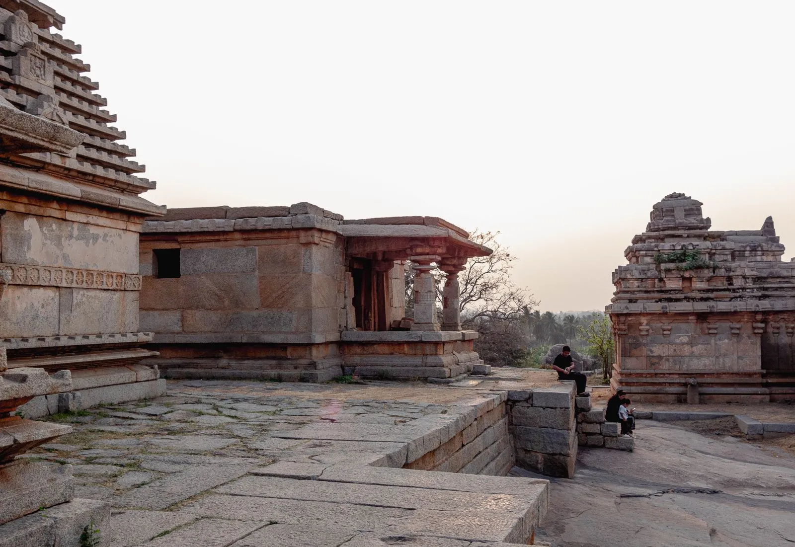 Golden sunset over an Indian temple silhouette