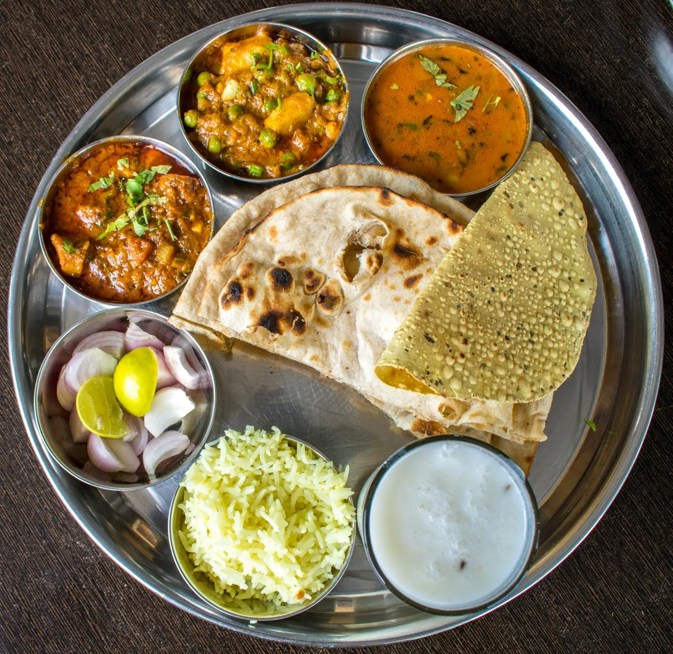 Traditional Rajasthani thali with dal baati churma