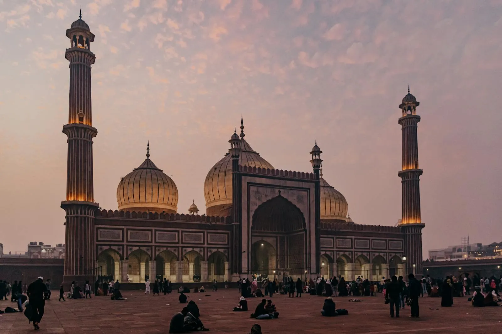 Panoramic view of an Indian cityscape with historic architecture