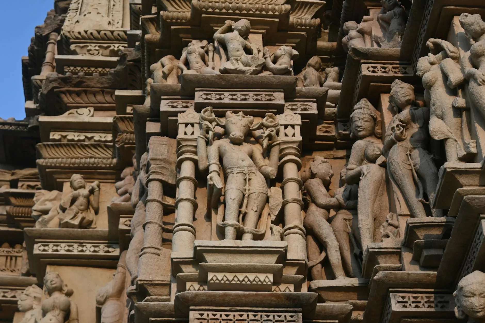 Intricately carved sandstone temples of Khajuraho
