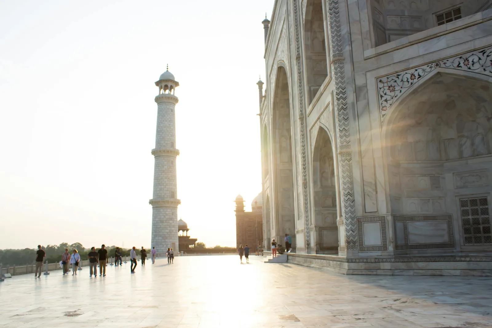 Taj Mahal rising above morning mist at sunrise