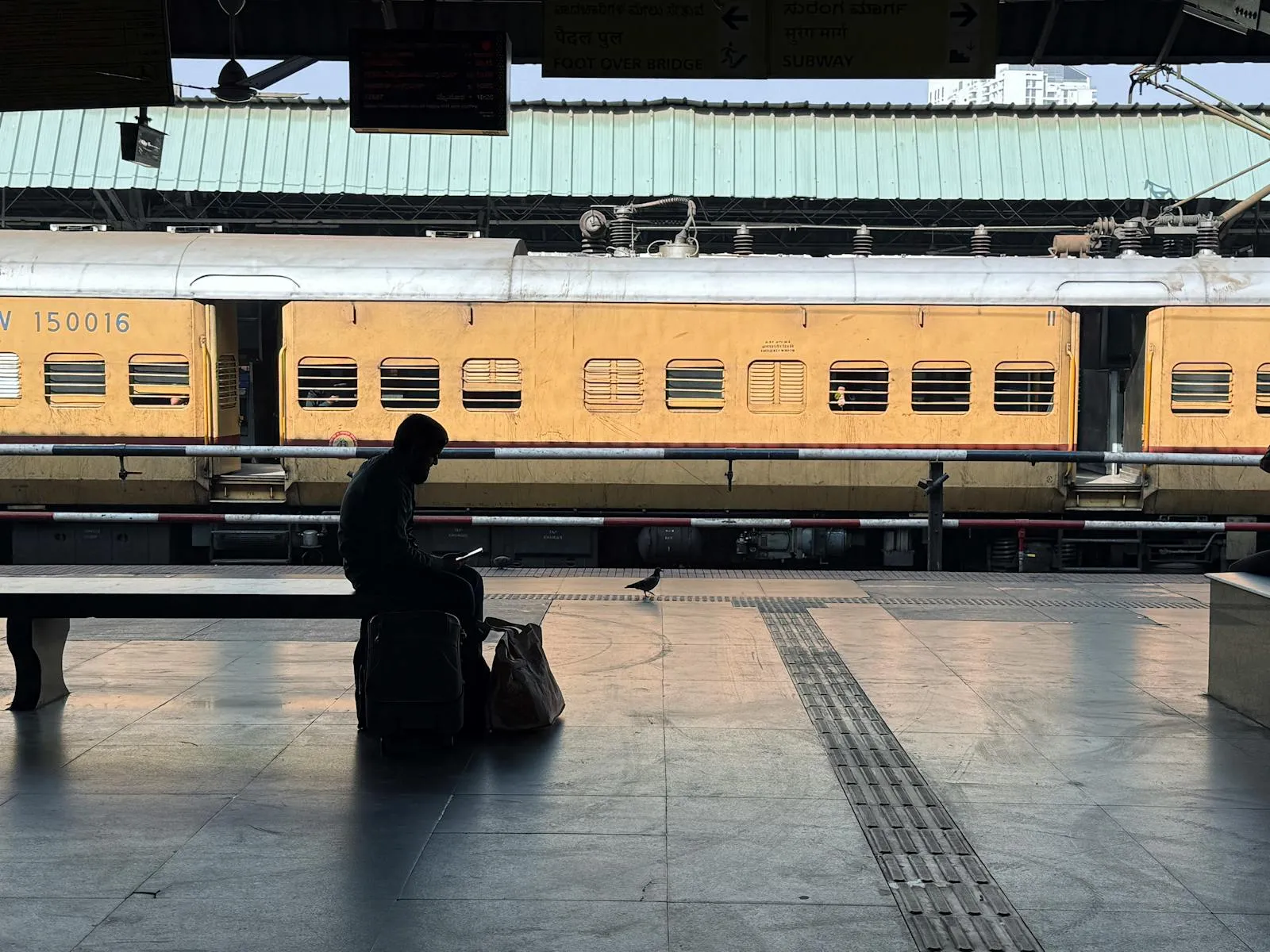 Busy Indian railway station platform