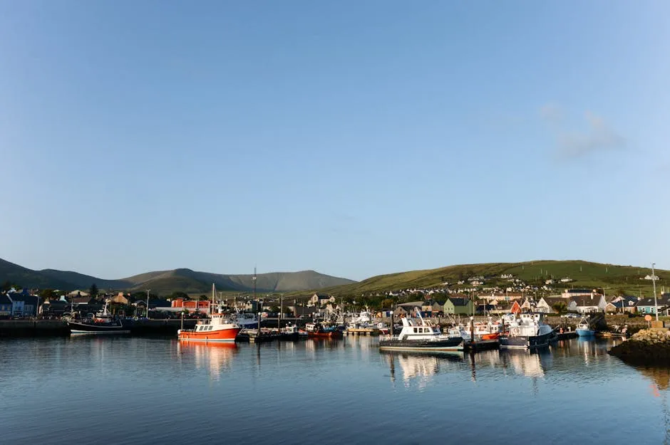 Colourful buildings along the harbour in Dingle town