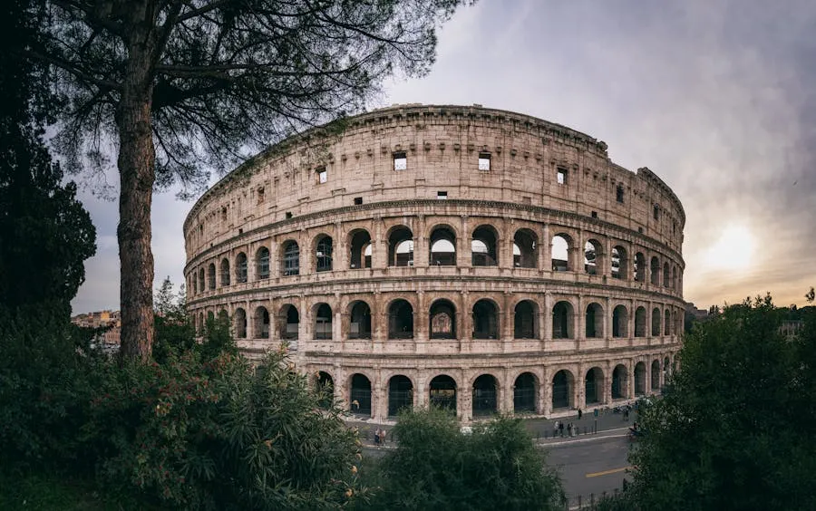 The Colosseum in Rome illuminated at twilight