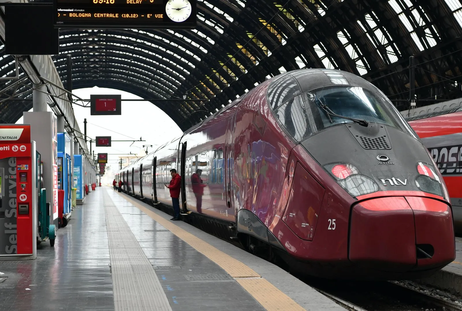 High-speed Frecciarossa train at Roma Termini station