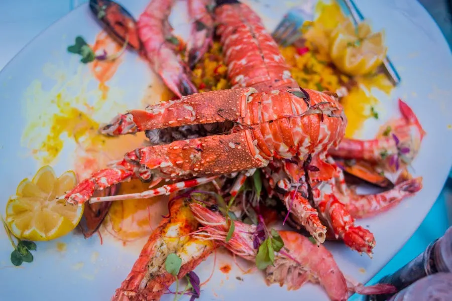Fresh grilled lobster and prawns on the Madagascar coast