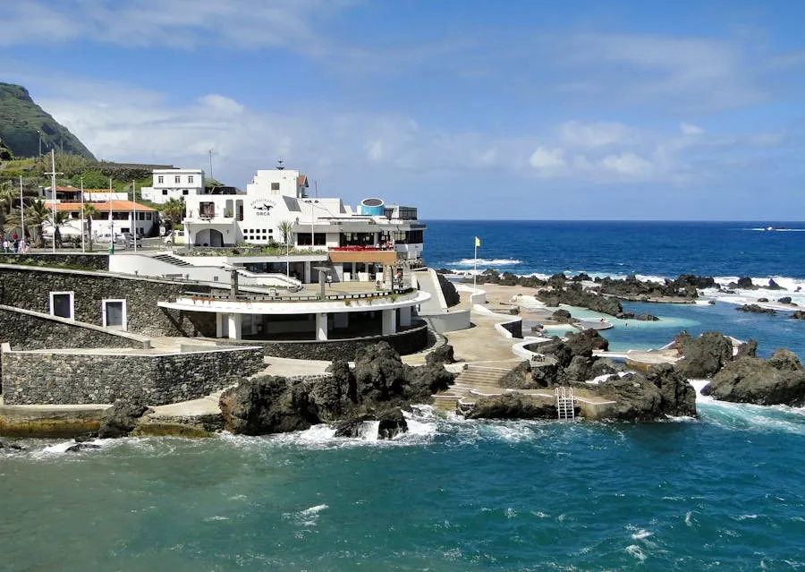 Natural volcanic rock pools filled with Atlantic water at Porto Moniz