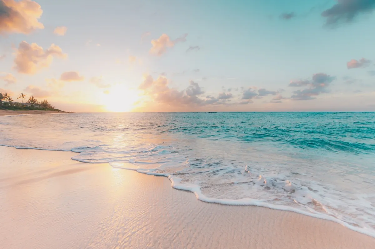 Sunset over Malaysian tropical islands