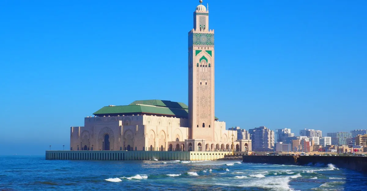Hassan II Mosque over the ocean
