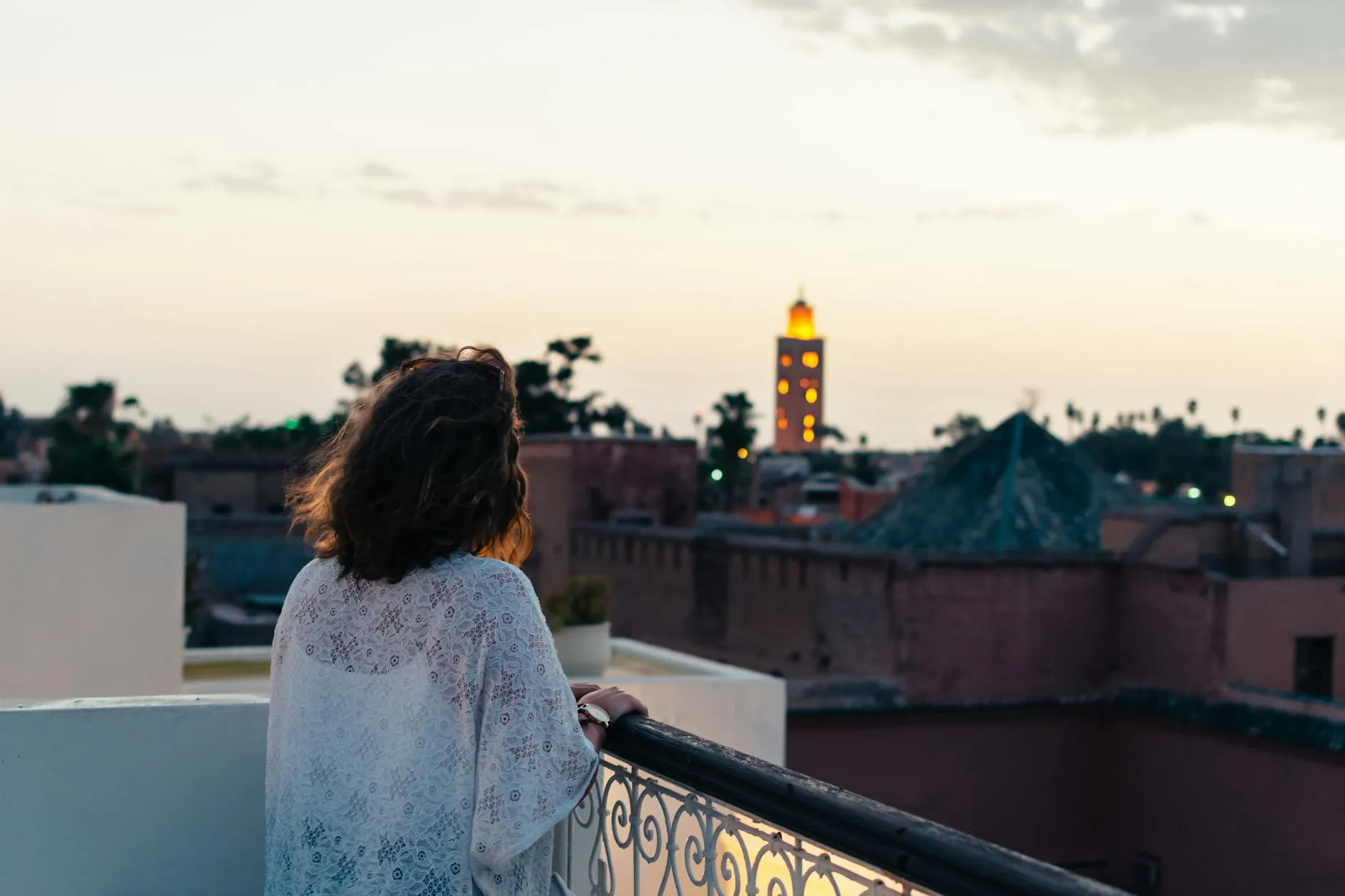 Morocco sunset over Marrakech skyline