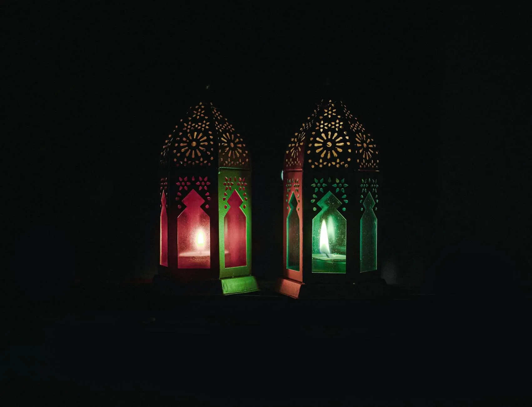 Moroccan festival lanterns at night