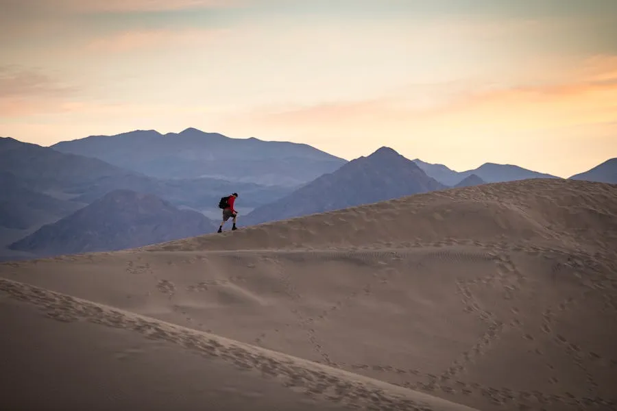 Climbing Dune 45 at sunrise
