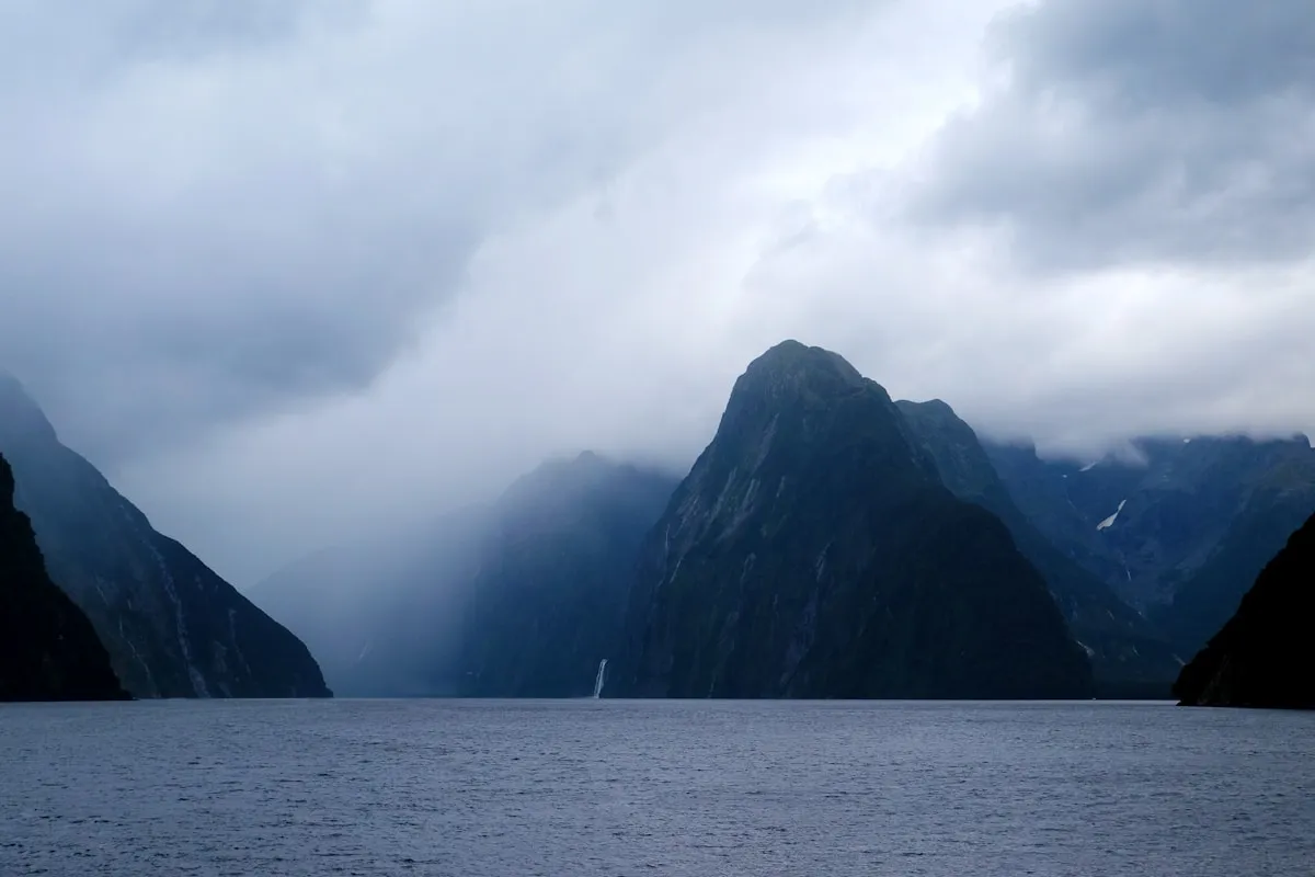 Misty mountains and still waters in Fiordland's Doubtful Sound