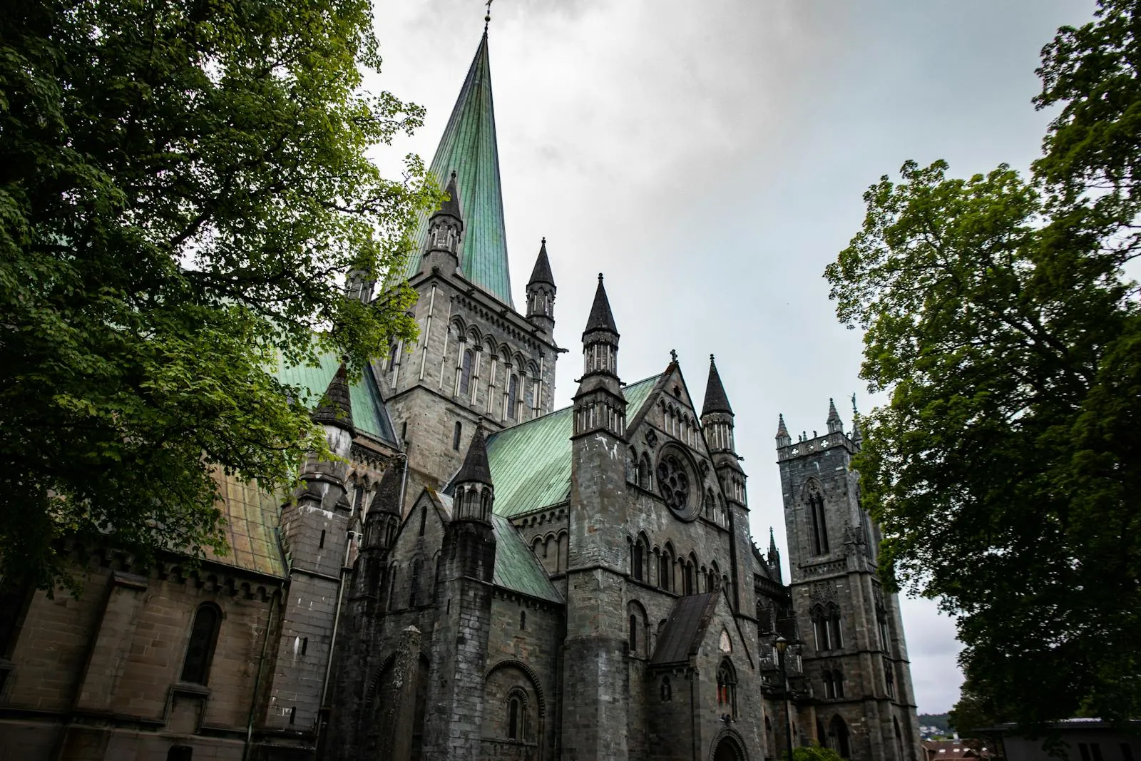 Nidaros Cathedral with its Gothic facade in Trondheim