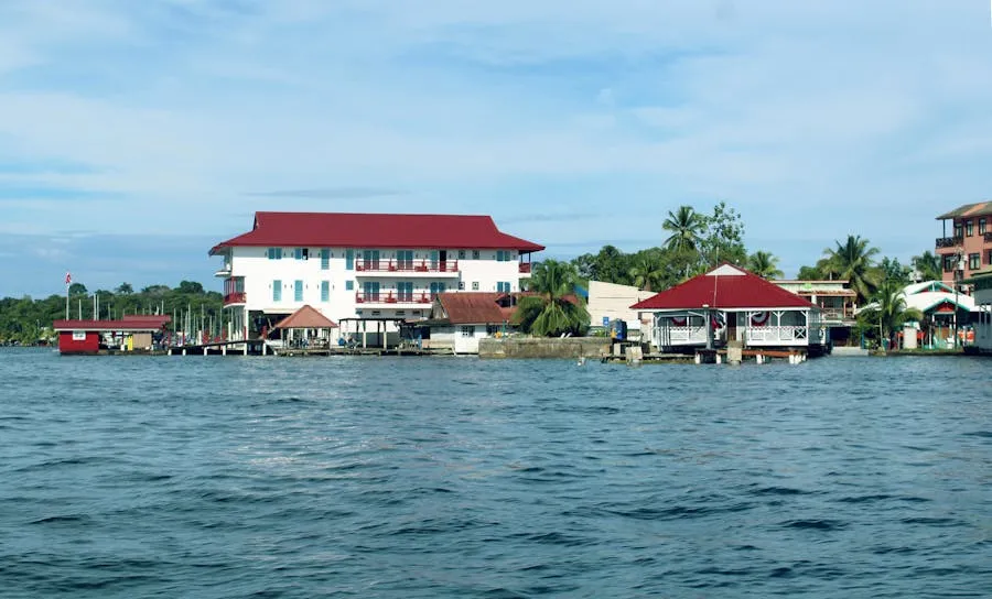 Colourful waterfront buildings on stilts in Bocas del Toro