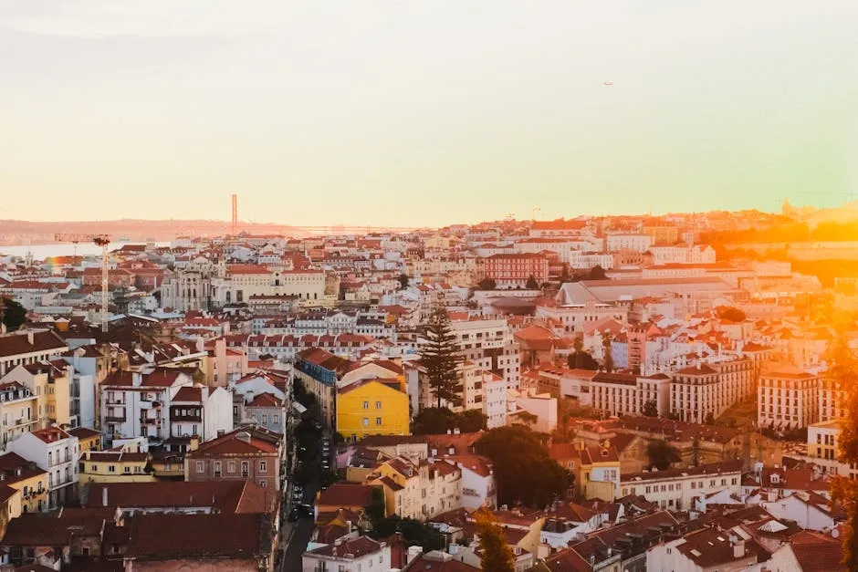 Lisbon tram climbing through narrow hillside streets